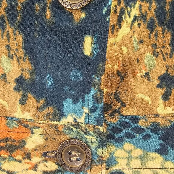 Womens Western Rustic Abstract Modern Chic Boutique Autumn Earthy Shirt Petite M - Picture 10 of 14